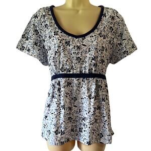 Bobbie Brooks Size 1X (16/18) Floral Print Knit Top Blouse